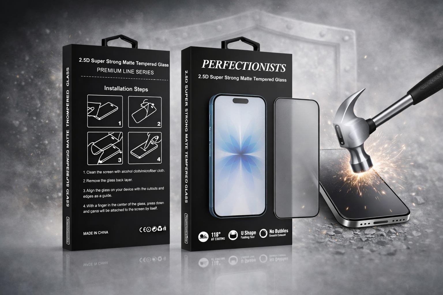LCD kaitsev karastatud klaas Perfectionists 2.5D Super Strong Matte Tempered Glass Apple iPhone 16 Pro Max must - Image 2