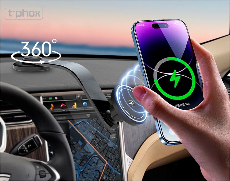 T-PHOX MAG ON 15W MAGNETIC WIRELESS CAR MOUNT BLACK - Image 3