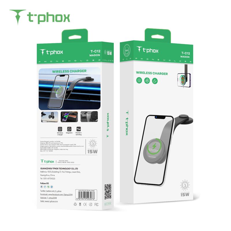 T-PHOX MAG ON 15W MAGNETIC WIRELESS CAR MOUNT BLACK - Image 4