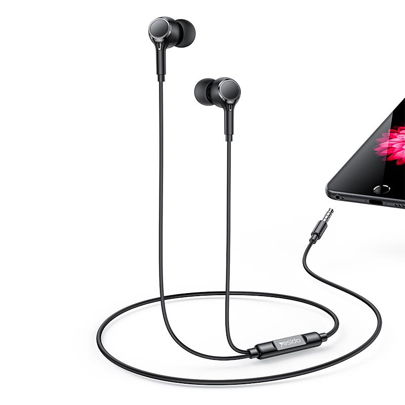 YESIDO IN-EAR PHONES YH53 AUX 3,5MM 120CM BLACK
