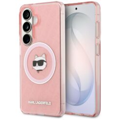 Karl Lagerfeld case IML Repeated Choupette MagSafe for Samsung Galaxy S26 pink