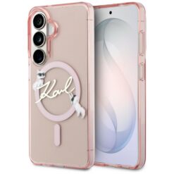 Karl Lagerfeld case IML KC Script MagSafe for Samsung Galaxy S26 pink