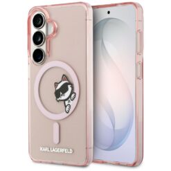 Karl Lagerfeld case IML Peekaboo Choupette MagSafe for Samsung Galaxy S26 pink