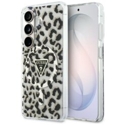 Guess case IML Leopard Print Triangle MagSafe for Samsung Galaxy S26 black