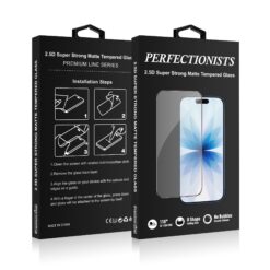 LCD kaitsev karastatud klaas Perfectionists 2.5D Super Strong Matte Tempered Glass Apple iPhone 15/16 must
