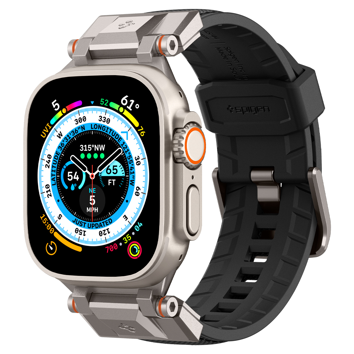 Kellarihm DuraPro Armor PU, Apple Watch Ultra 3 / Ultra 2 / Ultra (49 mm) / Series 11 / 10 / 9 / 8 / 7 / 6 / 5 / 4 / SE 3 / SE (2024/2023/2022) / SE (42 / 44 / 45 / 46 mm), must, Spigen