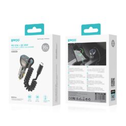Car charger Bwoo (CC96C) (1xUSB, 1xUSB-C 30W) with USB-C cable black