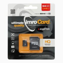 Memory card IMRO MicroSD 64GB 100MB/s (class10 UHS I 4K) + SD Adapter