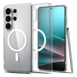 Kaitseümbris Ultra Hybrid (MagFit), Samsung Galaxy S26 Ultra, läbipaistev valge Qi2/MagSafe ringiga, Spigen