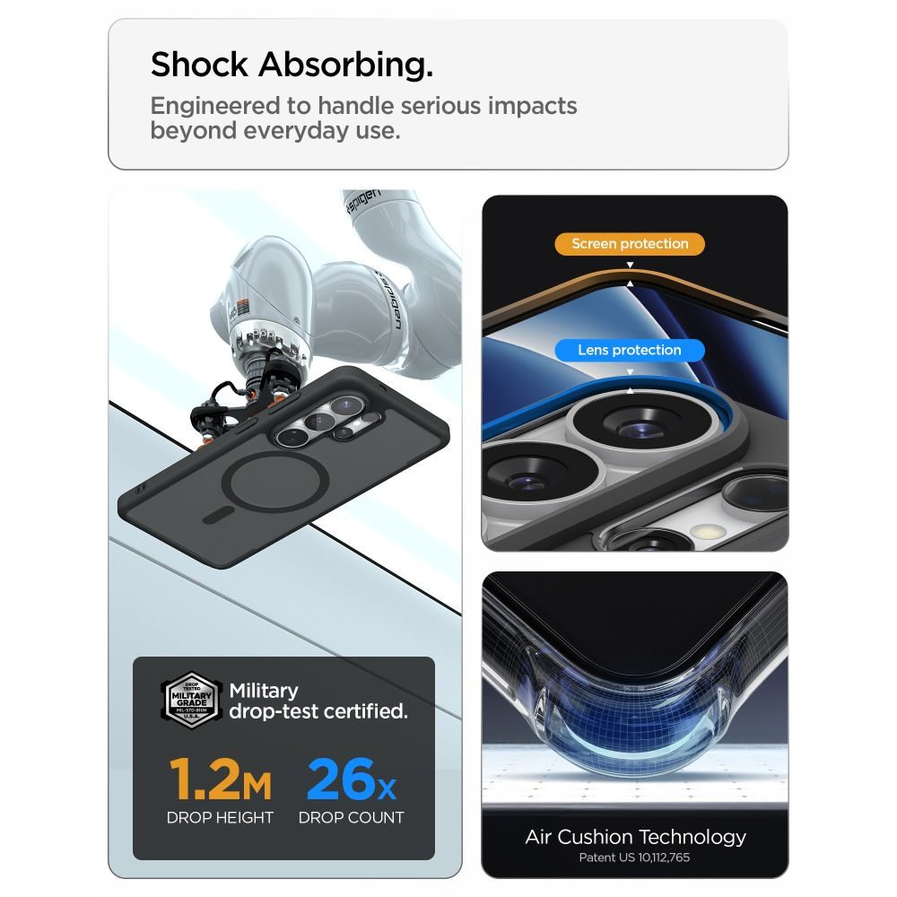 Kaitseümbris Ultra Hybrid (MagFit), Samsung Galaxy S26 Ultra, matt läbipaistev musta äärega, Qi2/MagSafe ühilduv, Spigen - Image 10