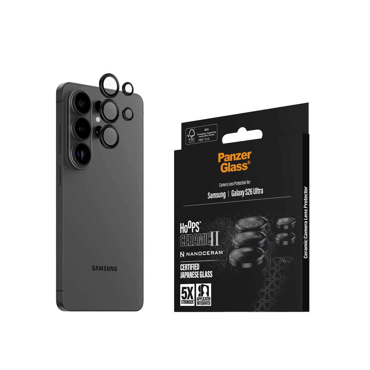 Tagakaamerate kaitseklaasid Hoops Ceramic II, Samsung Galaxy S26 Ultra, PanzerGlass - Image 6