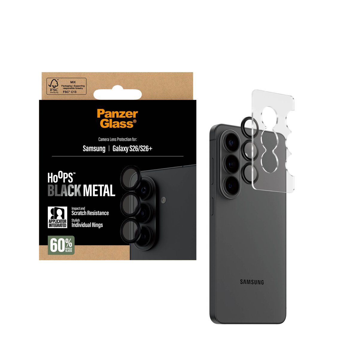 Tagakaamerate kaitseklaasid Hoops, Samsung Galaxy S26 / Galaxy S26+, must, PanzerGlass - Image 5