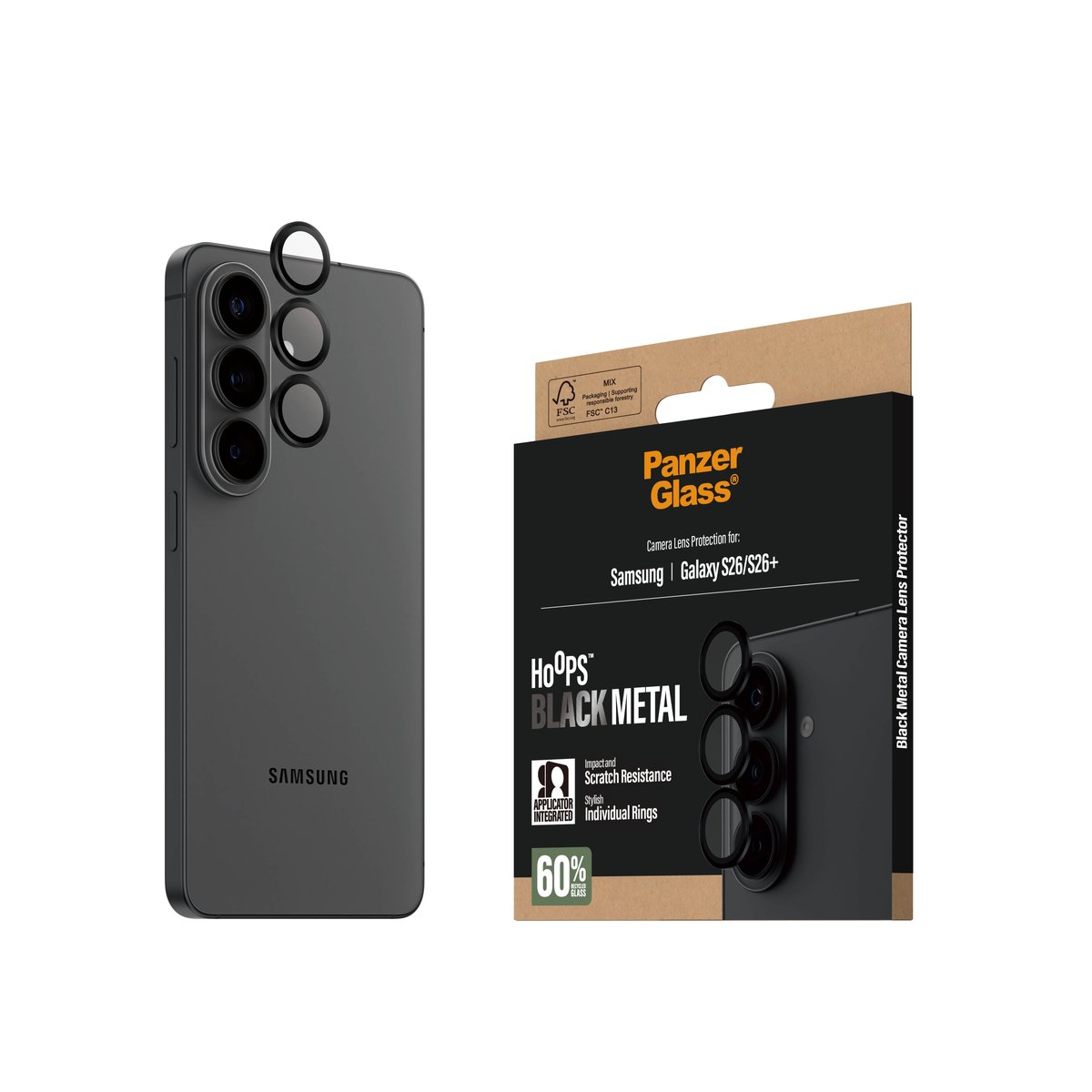 Tagakaamerate kaitseklaasid Hoops, Samsung Galaxy S26 / Galaxy S26+, must, PanzerGlass - Image 6