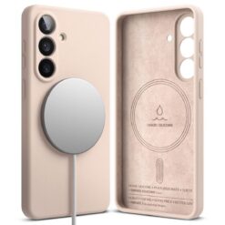 Kaitseümbris Silicone Magnetic, Samsung Galaxy S26, heleroosa, Qi2/MagSafe ühilduv, Ringke